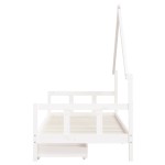 vidaXL Cadru de pat cu sertare de copii, alb, 90x200 cm lemn masiv pin vidaXL Cadru de pat cu sertare de copii, alb, 90x200 cm lemn masiv pin