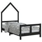 vidaXL Cadru de pat pentru copii, negru, 80x160 cm, lemn masiv de pin vidaXL Cadru de pat pentru copii, negru, 80x160 cm, lemn masiv de pin