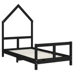 vidaXL Cadru de pat pentru copii, negru, 80x160 cm, lemn masiv de pin vidaXL Cadru de pat pentru copii, negru, 80x160 cm, lemn masiv de pin