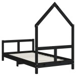 vidaXL Cadru de pat pentru copii, negru, 80x160 cm, lemn masiv de pin vidaXL Cadru de pat pentru copii, negru, 80x160 cm, lemn masiv de pin