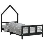 vidaXL Cadru de pat pentru copii, negru, 90x190 cm, lemn masiv de pin vidaXL Cadru de pat pentru copii, negru, 90x190 cm, lemn masiv de pin
