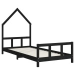 vidaXL Cadru de pat pentru copii, negru, 90x190 cm, lemn masiv de pin vidaXL Cadru de pat pentru copii, negru, 90x190 cm, lemn masiv de pin