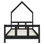 vidaXL Cadru de pat pentru copii, negru, 90x190 cm, lemn masiv de pin vidaXL Cadru de pat pentru copii, negru, 90x190 cm, lemn masiv de pin