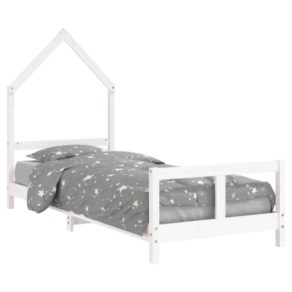 vidaXL Cadru de pat pentru copii, alb, 80x200 cm, lemn masiv de pin