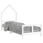vidaXL Cadru de pat pentru copii, alb, 80x200 cm, lemn masiv de pin vidaXL Cadru de pat pentru copii, alb, 80x200 cm, lemn masiv de pin