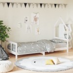 vidaXL Cadru de pat pentru copii, alb, 80x200 cm, lemn masiv de pin vidaXL Cadru de pat pentru copii, alb, 80x200 cm, lemn masiv de pin