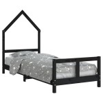 vidaXL Cadru de pat pentru copii, negru, 80x200 cm, lemn masiv de pin vidaXL Cadru de pat pentru copii, negru, 80x200 cm, lemn masiv de pin