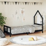 vidaXL Cadru de pat pentru copii, negru, 80x200 cm, lemn masiv de pin vidaXL Cadru de pat pentru copii, negru, 80x200 cm, lemn masiv de pin