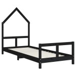vidaXL Cadru de pat pentru copii, negru, 80x200 cm, lemn masiv de pin vidaXL Cadru de pat pentru copii, negru, 80x200 cm, lemn masiv de pin