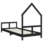 vidaXL Cadru de pat pentru copii, negru, 80x200 cm, lemn masiv de pin vidaXL Cadru de pat pentru copii, negru, 80x200 cm, lemn masiv de pin