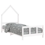 vidaXL Cadru de pat pentru copii, alb, 90x200 cm, lemn masiv de pin vidaXL Cadru de pat pentru copii, alb, 90x200 cm, lemn masiv de pin