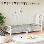 vidaXL Cadru de pat pentru copii, alb, 90x200 cm, lemn masiv de pin vidaXL Cadru de pat pentru copii, alb, 90x200 cm, lemn masiv de pin