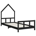 vidaXL Cadru pat pentru copii, negru, 90x200 cm, lemn masiv de pin vidaXL Cadru pat pentru copii, negru, 90x200 cm, lemn masiv de pin