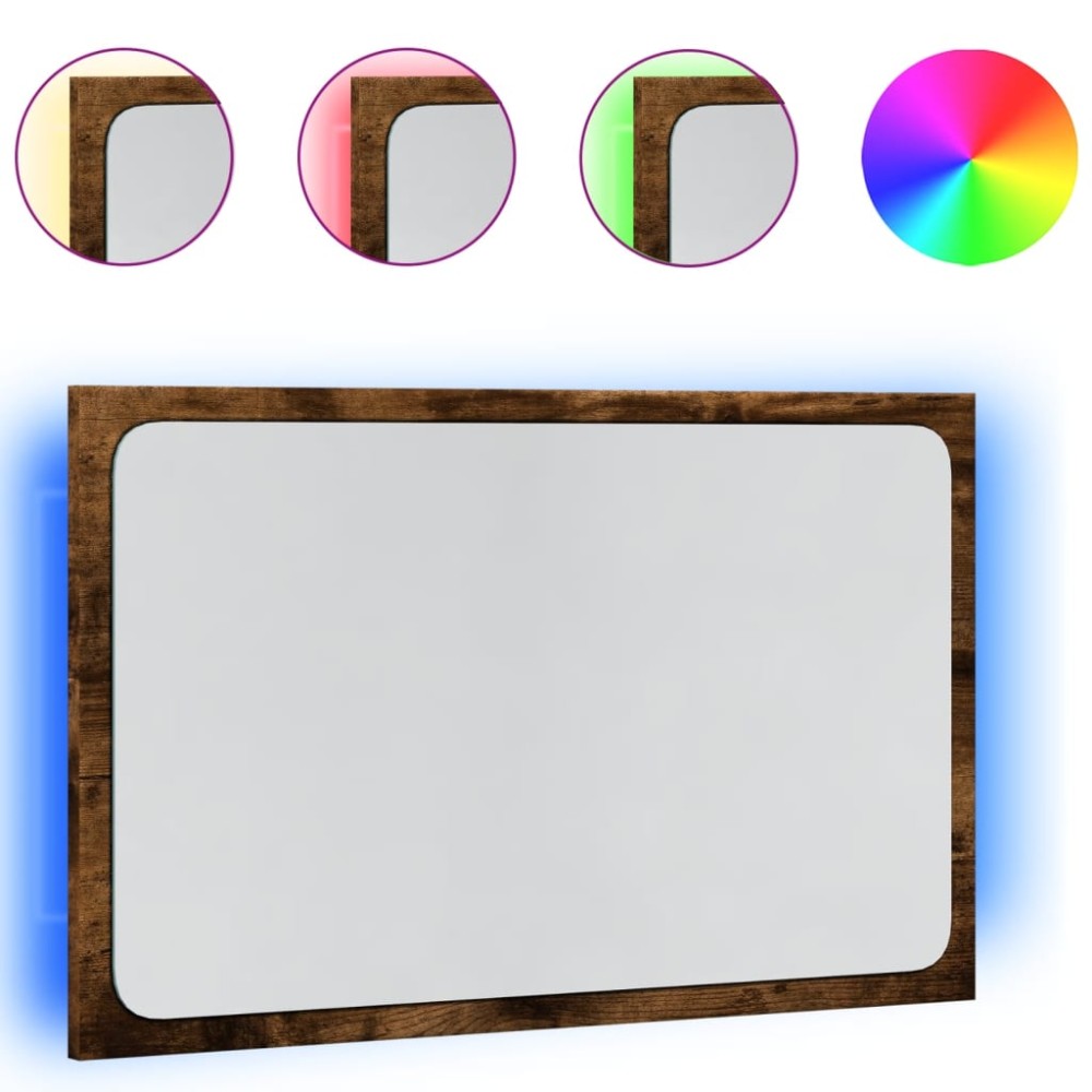 vidaXL Oglindă de baie LED, stejar sonoma, 60x8,5x38 cm lemn prelucrat