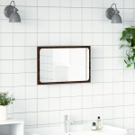 vidaXL Oglindă de baie LED, stejar maro, 60x8,5x38 cm lemn prelucrat