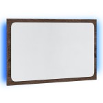 vidaXL Oglindă de baie LED, stejar maro, 60x8,5x38 cm lemn prelucrat