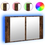 vidaXL Dulap de baie cu oglindă și LED, stejar fumuriu, 80x12x45 acril vidaXL Dulap de baie cu oglindă și LED, stejar fumuriu, 80x12x45 acril