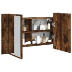 vidaXL Dulap de baie cu oglindă și LED, stejar fumuriu, 80x12x45 acril vidaXL Dulap de baie cu oglindă și LED, stejar fumuriu, 80x12x45 acril