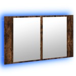 vidaXL Dulap de baie cu oglindă și LED, stejar fumuriu, 80x12x45 acril vidaXL Dulap de baie cu oglindă și LED, stejar fumuriu, 80x12x45 acril