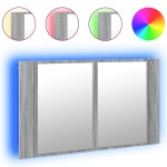 vidaXL Dulap de baie cu oglindă și LED, gri sonoma, 80x12x45 cm, acril vidaXL Dulap de baie cu oglindă și LED, gri sonoma, 80x12x45 cm, acril