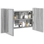 vidaXL Dulap de baie cu oglindă și LED, gri sonoma, 80x12x45 cm, acril vidaXL Dulap de baie cu oglindă și LED, gri sonoma, 80x12x45 cm, acril