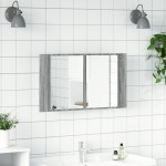 vidaXL Dulap de baie cu oglindă și LED, gri sonoma, 80x12x45 cm, acril vidaXL Dulap de baie cu oglindă și LED, gri sonoma, 80x12x45 cm, acril