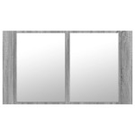 vidaXL Dulap de baie cu oglindă și LED, gri sonoma, 80x12x45 cm, acril vidaXL Dulap de baie cu oglindă și LED, gri sonoma, 80x12x45 cm, acril