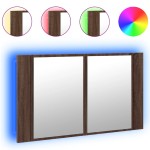vidaXL Dulap de baie cu oglindă și LED stejar maro, 80x12x45 cm, acril vidaXL Dulap de baie cu oglindă și LED stejar maro, 80x12x45 cm, acril
