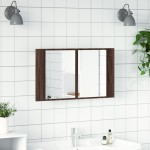 vidaXL Dulap de baie cu oglindă și LED stejar maro, 80x12x45 cm, acril vidaXL Dulap de baie cu oglindă și LED stejar maro, 80x12x45 cm, acril
