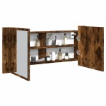 vidaXL Dulap de baie cu oglindă și LED, stejar fumuriu, 100x12x45 cm vidaXL Dulap de baie cu oglindă și LED, stejar fumuriu, 100x12x45 cm