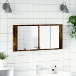 vidaXL Dulap de baie cu oglindă și LED, stejar fumuriu, 100x12x45 cm vidaXL Dulap de baie cu oglindă și LED, stejar fumuriu, 100x12x45 cm
