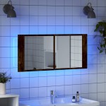vidaXL Dulap de baie cu oglindă și LED, stejar fumuriu, 100x12x45 cm vidaXL Dulap de baie cu oglindă și LED, stejar fumuriu, 100x12x45 cm