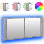 vidaXL Dulap de baie cu oglindă și LED, gri sonoma, 100x12x45 cm vidaXL Dulap de baie cu oglindă și LED, gri sonoma, 100x12x45 cm