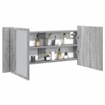 vidaXL Dulap de baie cu oglindă și LED, gri sonoma, 100x12x45 cm vidaXL Dulap de baie cu oglindă și LED, gri sonoma, 100x12x45 cm