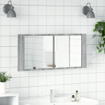 vidaXL Dulap de baie cu oglindă și LED, gri sonoma, 100x12x45 cm vidaXL Dulap de baie cu oglindă și LED, gri sonoma, 100x12x45 cm