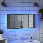 vidaXL Dulap de baie cu oglindă și LED, gri sonoma, 100x12x45 cm vidaXL Dulap de baie cu oglindă și LED, gri sonoma, 100x12x45 cm