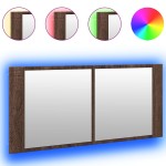 vidaXL Dulap de baie cu oglindă și LED, stejar maro, 100x12x45 cm vidaXL Dulap de baie cu oglindă și LED, stejar maro, 100x12x45 cm
