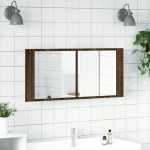 vidaXL Dulap de baie cu oglindă și LED, stejar maro, 100x12x45 cm vidaXL Dulap de baie cu oglindă și LED, stejar maro, 100x12x45 cm