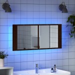 vidaXL Dulap de baie cu oglindă și LED, stejar maro, 100x12x45 cm vidaXL Dulap de baie cu oglindă și LED, stejar maro, 100x12x45 cm