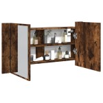 vidaXL Dulap de baie cu oglindă și LED, stejar fumuriu, 90x12x45 acril vidaXL Dulap de baie cu oglindă și LED, stejar fumuriu, 90x12x45 acril