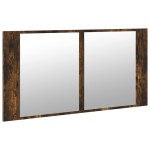 vidaXL Dulap de baie cu oglindă și LED, stejar fumuriu, 90x12x45 acril vidaXL Dulap de baie cu oglindă și LED, stejar fumuriu, 90x12x45 acril