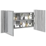vidaXL Dulap de baie cu oglindă și LED gri sonoma, 90x12x45 cm, acril vidaXL Dulap de baie cu oglindă și LED gri sonoma, 90x12x45 cm, acril
