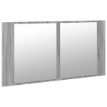 vidaXL Dulap de baie cu oglindă și LED gri sonoma, 90x12x45 cm, acril vidaXL Dulap de baie cu oglindă și LED gri sonoma, 90x12x45 cm, acril