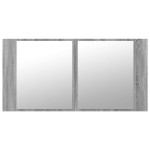 vidaXL Dulap de baie cu oglindă și LED gri sonoma, 90x12x45 cm, acril vidaXL Dulap de baie cu oglindă și LED gri sonoma, 90x12x45 cm, acril