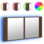 vidaXL Dulap de baie cu oglindă și LED stejar maro, 90x12x45 cm, acril vidaXL Dulap de baie cu oglindă și LED stejar maro, 90x12x45 cm, acril