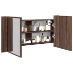 vidaXL Dulap de baie cu oglindă și LED stejar maro, 90x12x45 cm, acril vidaXL Dulap de baie cu oglindă și LED stejar maro, 90x12x45 cm, acril