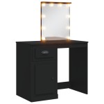 vidaXL Masă de toaletă cu LED-uri, negru, 90x42x132,5 cm vidaXL Masă de toaletă cu LED-uri, negru, 90x42x132,5 cm