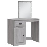 vidaXL Masă de toaletă cu LED-uri, gri sonoma, 90x42x132,5 cm