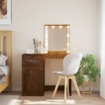 vidaXL Masă de toaletă cu lumini LED, stejar maro, 90x42x132,5 cm vidaXL Masă de toaletă cu lumini LED, stejar maro, 90x42x132,5 cm