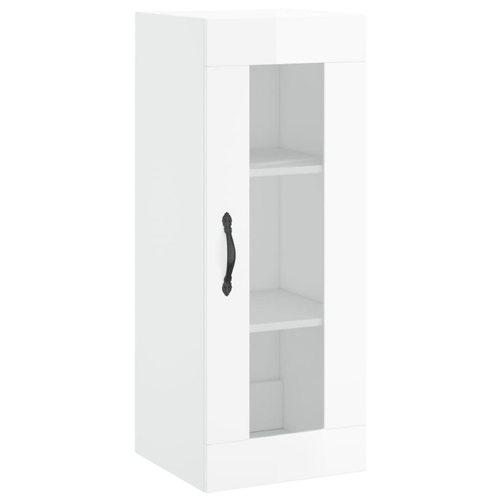 vidaXL Dulap montat pe perete, alb extralucios, 34,5x34x90 cm
